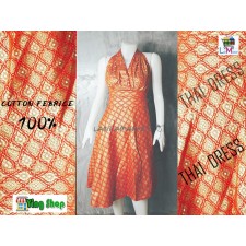 Dress Thai Traditional Fabric  Orange